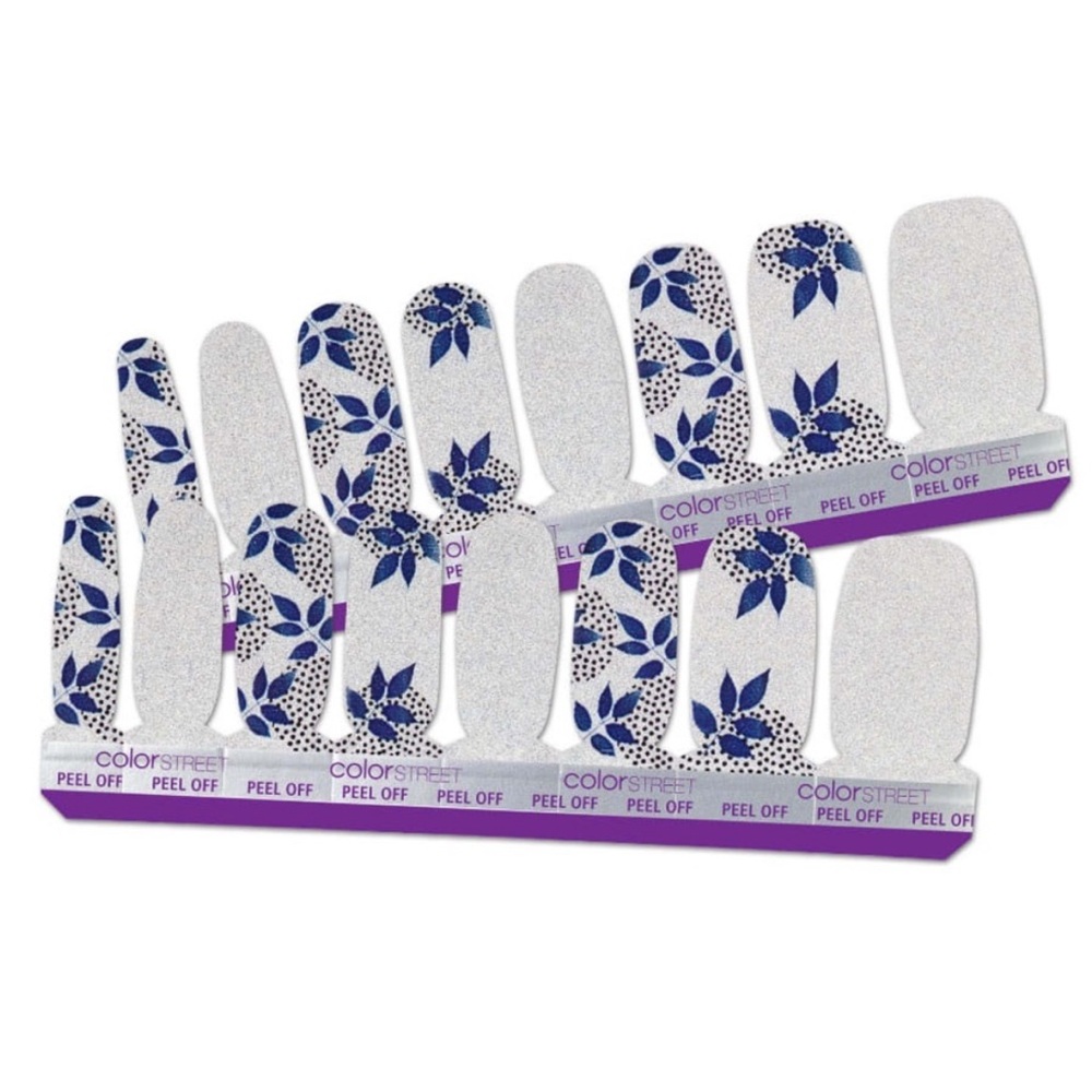 *Retired* Color Street: Leaf it to Me | Silver Blue Fall Shimmer Metallic Dots - Picture 10 of 11